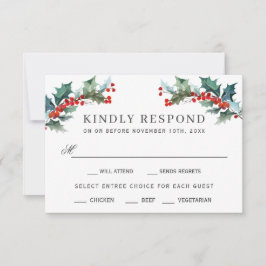Holiday Greenery Watercolor RSVP with Entrees Card
