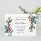 Holiday Greenery Watercolor Wedding Invitation (Standing Front)