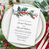 Christmas Wedding Invitation Watercolor Greenery