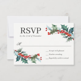 Holiday Greenery Watercolor Wedding RSVP Card