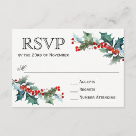 Holiday Greenery Watercolor Wedding RSVP Card