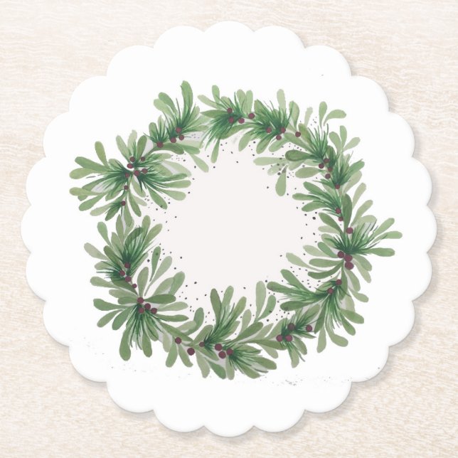 Holiday Greens Paper Coaster (Front)