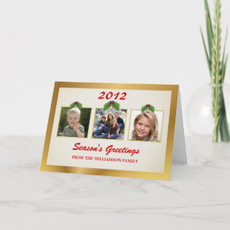 Holiday Greeting 3-Photo Template Cards