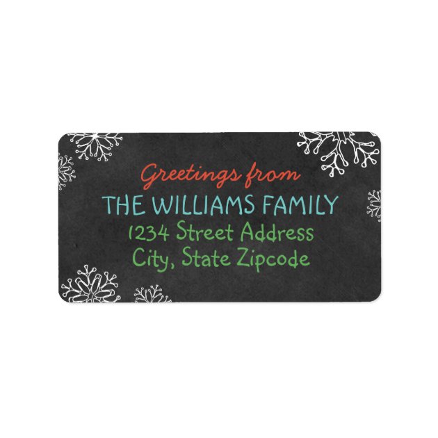 Holiday Greeting Address Labels | Black Chalkboard