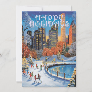 Holiday Greeting Card City Park Winter Skating