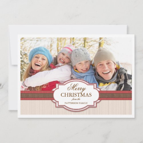 Holiday Greeting Red &amp; Tan Elegant Photo Card