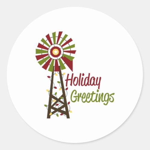 Holiday Greetings Classic Round Sticker