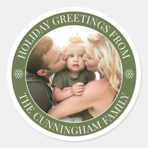 Holiday Greetings  Custom Photo Classic Round Sticker