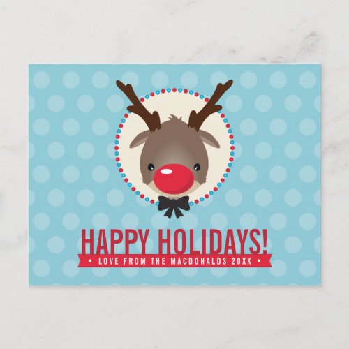 HOLIDAY GREETINGS cute red nosed reindeer rudolph