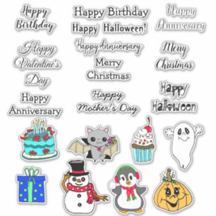 Holiday Greetings Halloween, Christmas, Birthday Sticker