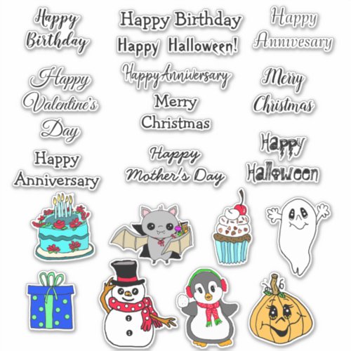 Holiday Greetings Halloween Christmas Birthday Sticker