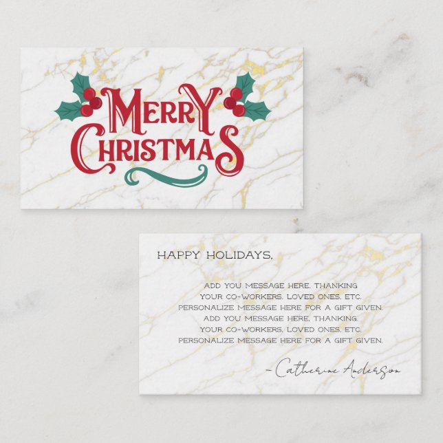 Holiday Greetings | Merry Christmas Message Business Card (Front/Back)