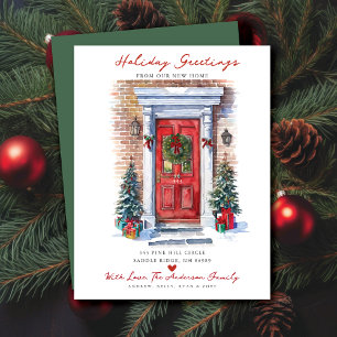 Holiday Greetings New Home Door Moving Announcemen Announcement