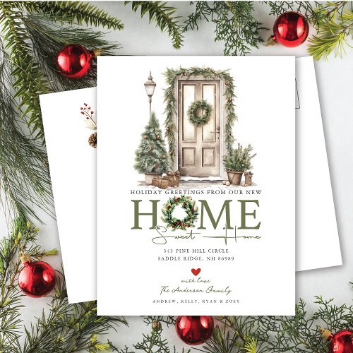 Holiday Greetings New Home Moving Announcement Postcard