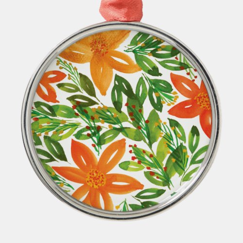 Holiday  Hand Painted Flowers Holiday Ornament