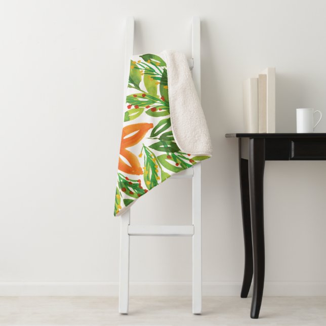 Holiday & Hand Painted Flowers Sherpa Blanket (In Situ)