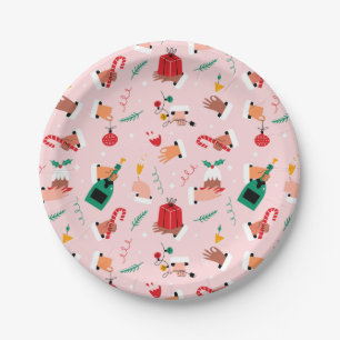 Holiday Hands Festive Celebration Pattern Paper Plates