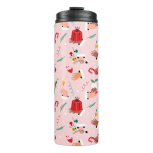 Holiday Hands Festive Celebration Pattern Thermal Tumbler