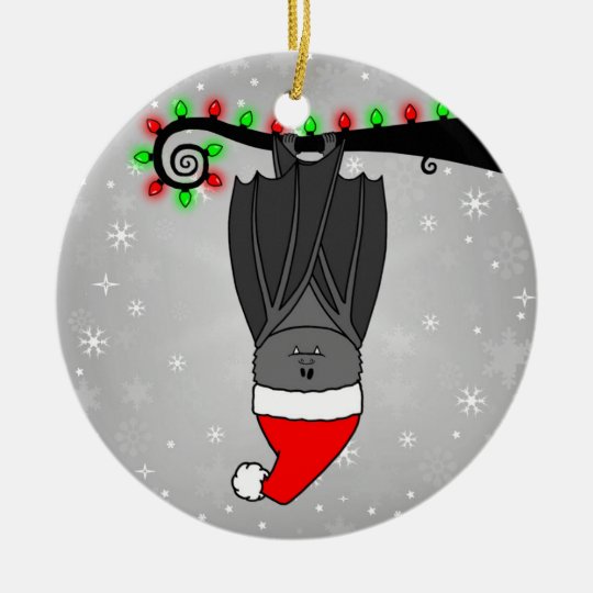 Holiday Hanging Bat Round Ornament