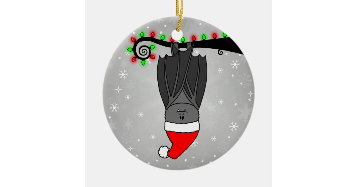 Holiday Hanging Bat Round Ornament
