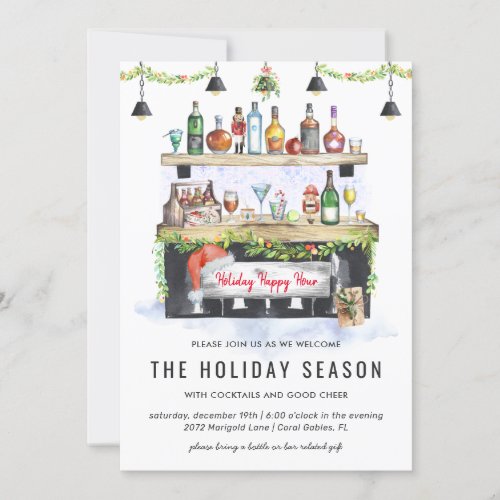 Holiday Happy Hour  Christmas Cocktail Party Invitation