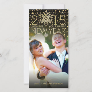 Holiday Happy New Year Snowflake Confetti Glitter Card