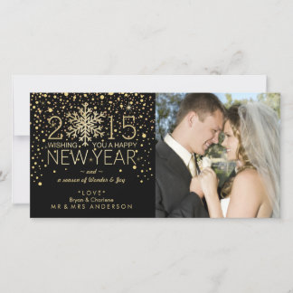 Holiday Happy New Year Snowflake Confetti Glitter Card