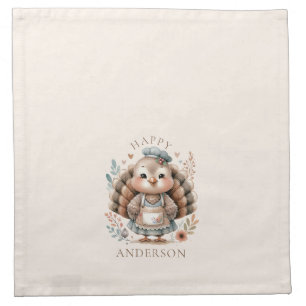 Holiday Happy Turkey Custom Cloth Napkin