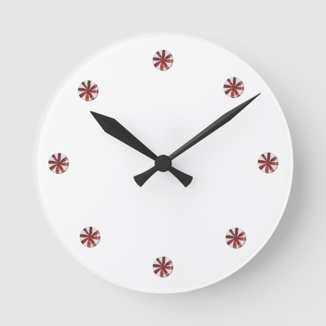 Holiday Hard Peppermint Candy Round Clock (Front)