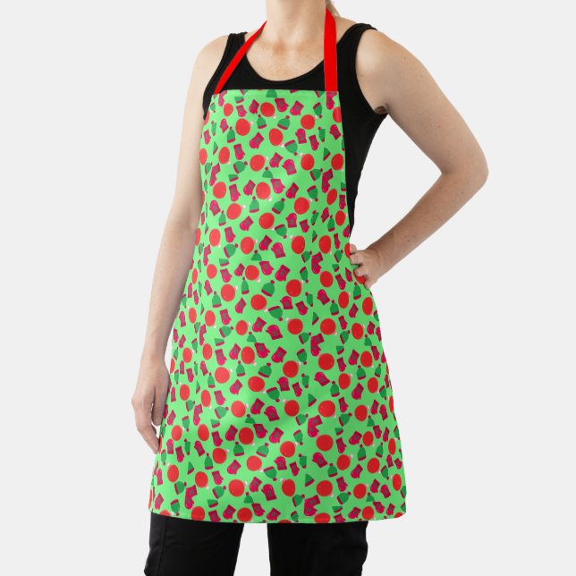 Holiday Hats and Mittens Pattern Apron (Insitu)