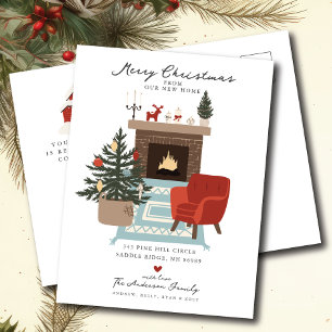 Holiday Hearth Moving  Announcement Postcard