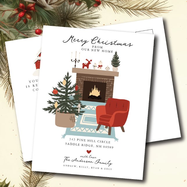 Holiday Hearth Moving  Announcement Postcard (Creator Uploaded)