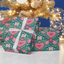 Holiday Hearts & Flowers – Soft Red, Green & Gold