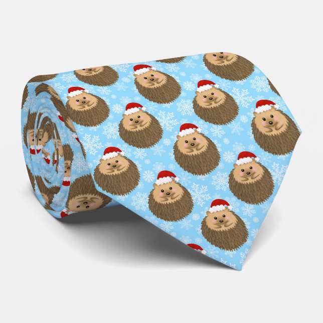 Holiday Hedgehog Funny Festive Animal Lovers Neck Tie (Rolled)