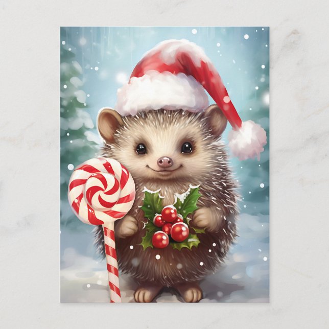 Holiday Hedgehog Postcard (Front)