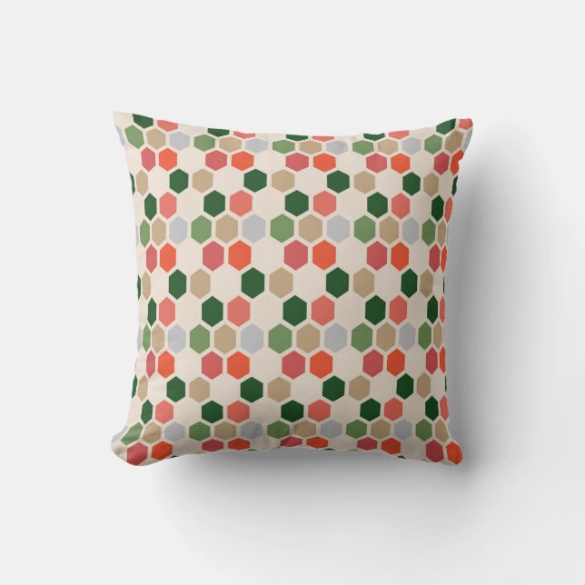 Holiday Hexagonal Pattern Throw Pillow (Front)