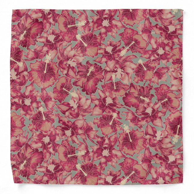 Holiday Hibiscus, Hawaiian Style Christmas Bandana (Front)
