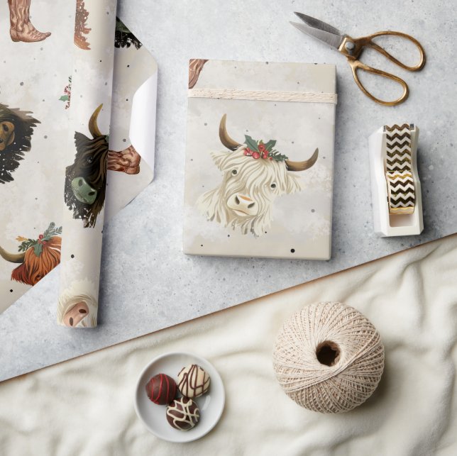 Holiday Highland Cows - Wrapping Paper (Crafts)