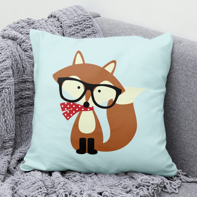 Holiday Hipster Brown Fox Throw Pillow (Creator Uploaded)