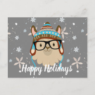 Holiday Hipster Llama Postcard