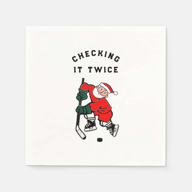 Holiday Hockey Party Paper Plates Napkins (Front)