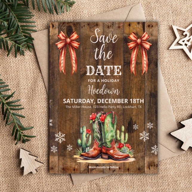 Holiday Hoedown Save the date, Christmas Western Invitation (Creator Uploaded)