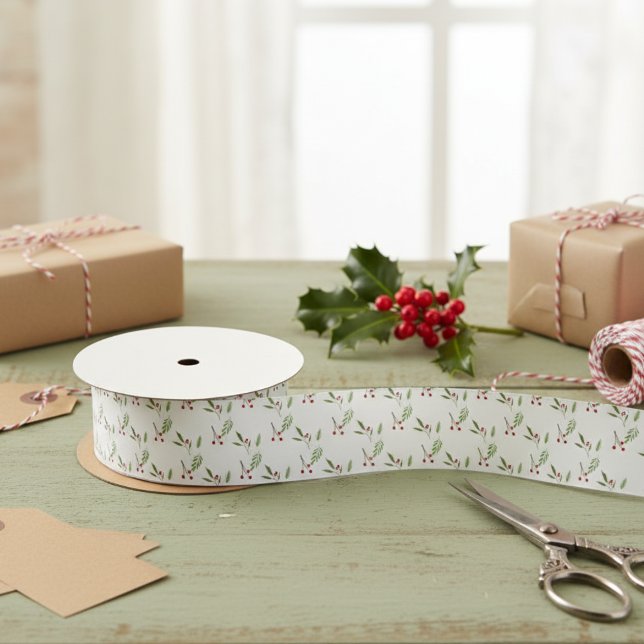 Holiday Holly Berry Elegant Christmas Gift Satin Ribbon (Creator Uploaded)
