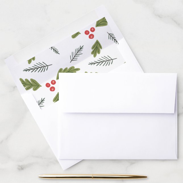 Holiday Holly Berry Modern Christmas Liner (Desk)