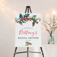 Holiday Holly Bridal Shower Welcome Sign