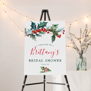 Holiday Holly Bridal Shower Welcome Sign