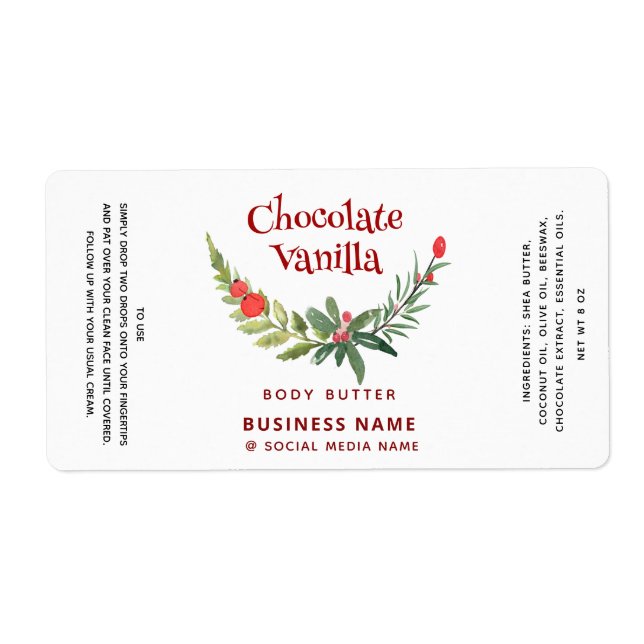Holiday holly brunch typography product label (Front)