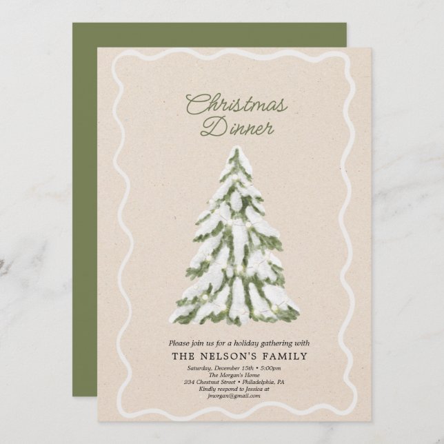 Holiday Holly Christmas Party  Card (Front/Back)