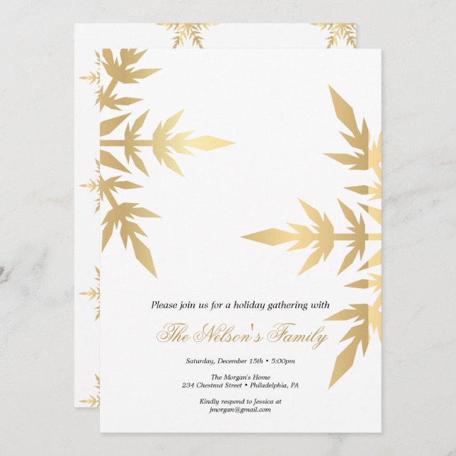 Holiday Holly Christmas Party  Card (Front/Back)