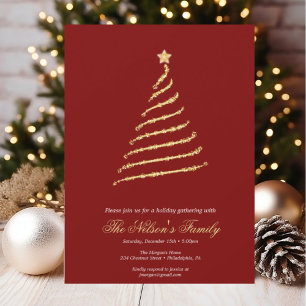Holiday Holly Christmas Party Card